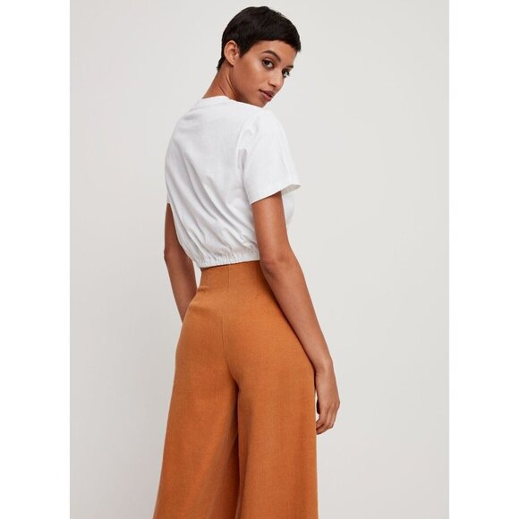 Aritzia WILFRED Piaf White Cotton Cropped Elastic Waist T-Shirt, Size XS - Picture 14 of 15